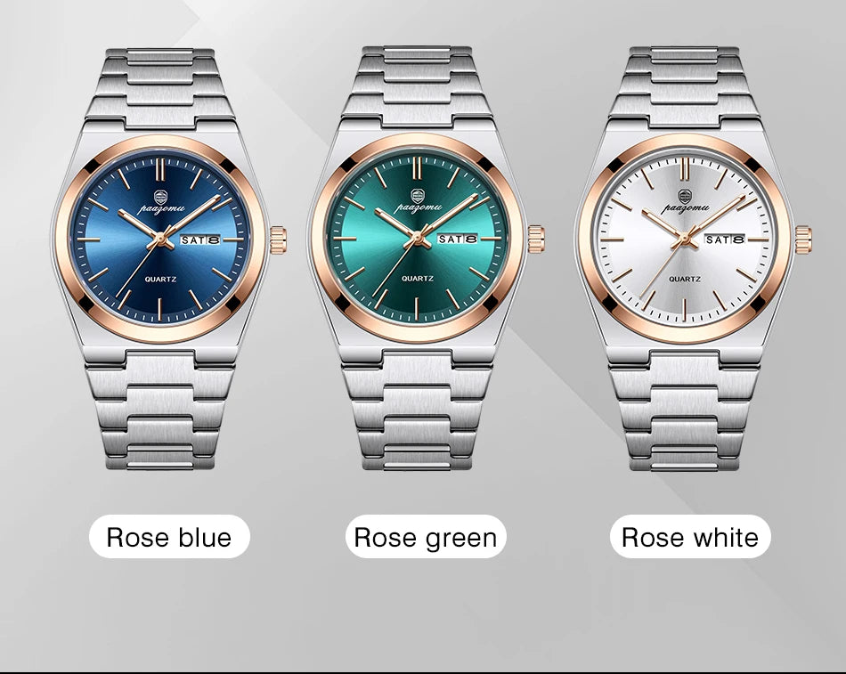 PAAZOMU Luxury Quartz Man Wristwatch Sport Men Watches Waterproof Luminous Date Week Stainless Steel Men's Watch Male Reloj