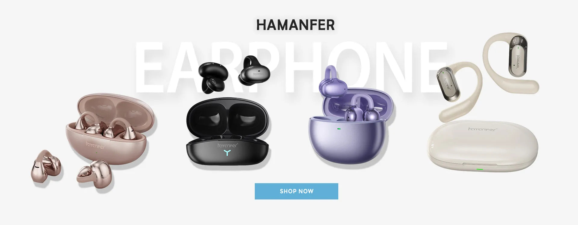 HAMANFER HM11 Bluetooth 5.4 Clip On Wireless Headphones Earphones Ear Hook TWS Sports Gaming Headset Noise Cancelling Stereo Ear