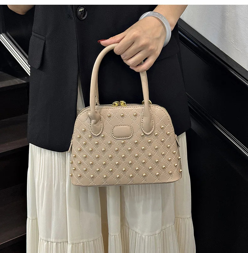 Shell Women's Bag New Personalized Fashion Versatile Rivet Handbag Versatile Large Capacity Shoulder Messenger Bag