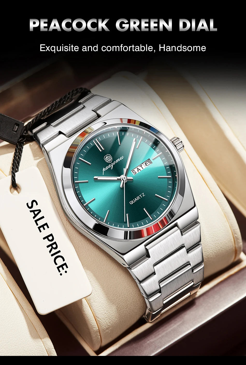 PAAZOMU Luxury Quartz Man Wristwatch Sport Men Watches Waterproof Luminous Date Week Stainless Steel Men's Watch Male Reloj