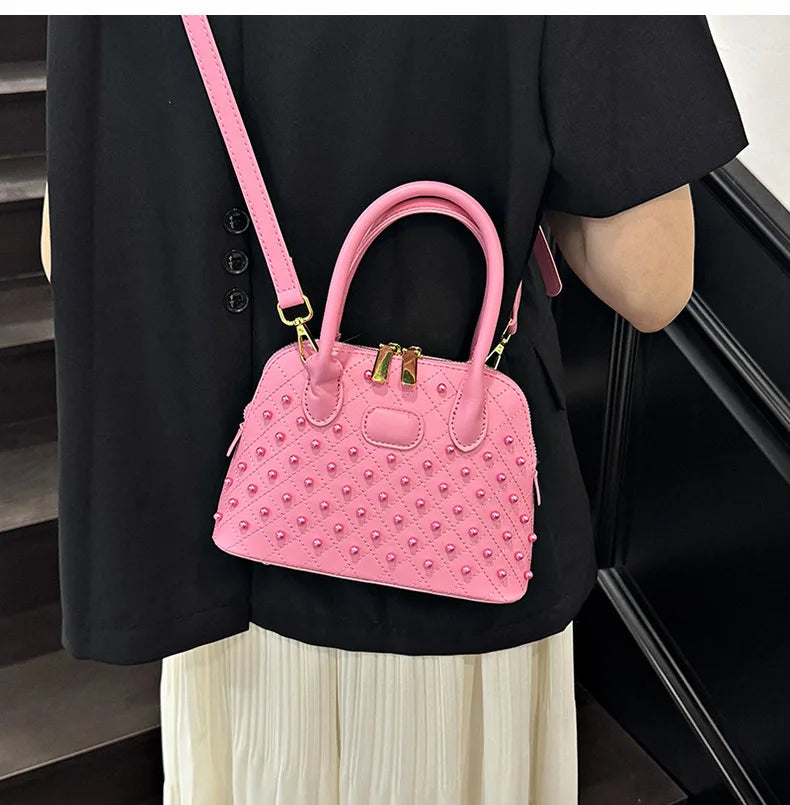 Shell Women's Bag New Personalized Fashion Versatile Rivet Handbag Versatile Large Capacity Shoulder Messenger Bag