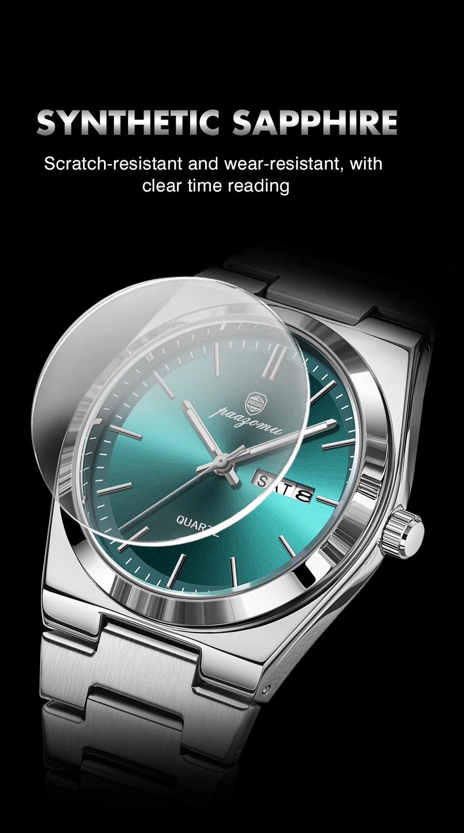 PAAZOMU Luxury Quartz Man Wristwatch Sport Men Watches Waterproof Luminous Date Week Stainless Steel Men's Watch Male Reloj