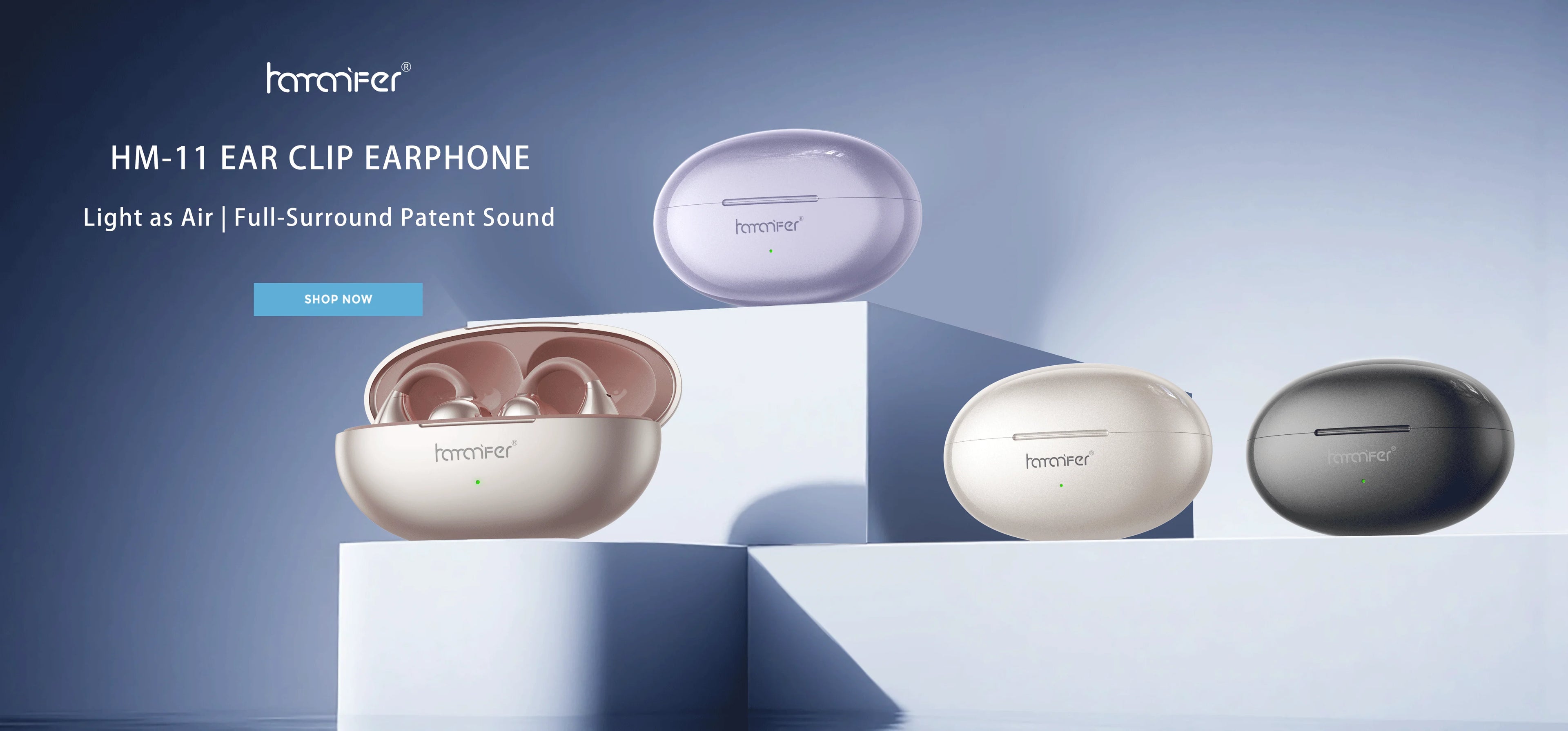 HAMANFER HM11 Bluetooth 5.4 Clip On Wireless Headphones Earphones Ear Hook TWS Sports Gaming Headset Noise Cancelling Stereo Ear