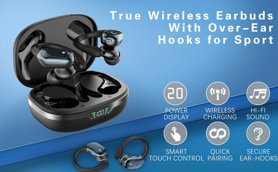 Sports TWS Bluetooth 5.1 Earphones with Mic Wireless Headphones LED Display Noise Canceling Earbuds In-Ear Waterproof Headsets
