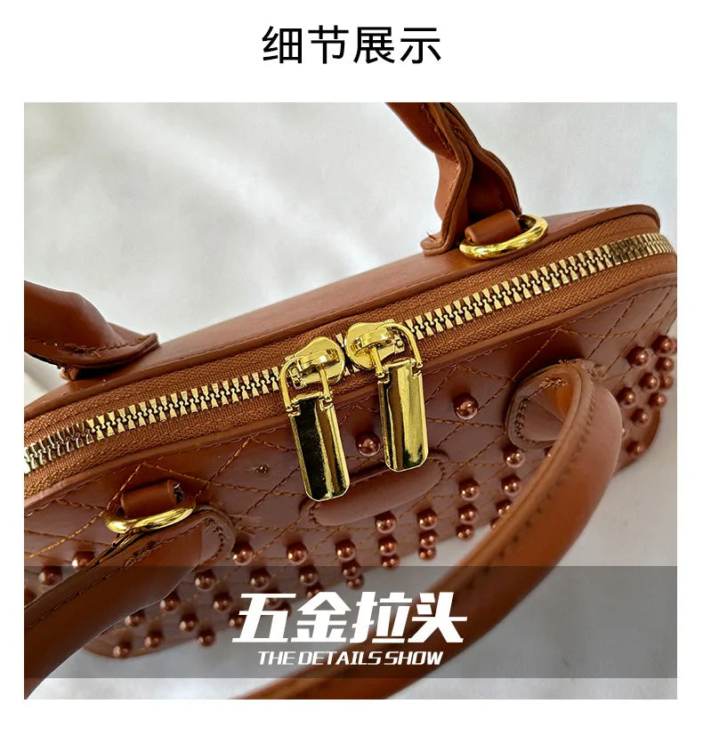 Shell Women's Bag New Personalized Fashion Versatile Rivet Handbag Versatile Large Capacity Shoulder Messenger Bag