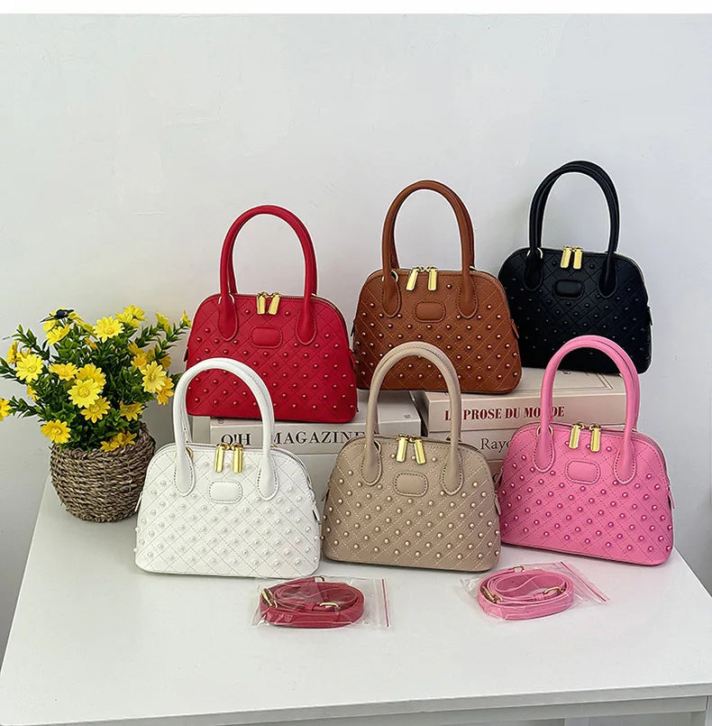 Shell Women's Bag New Personalized Fashion Versatile Rivet Handbag Versatile Large Capacity Shoulder Messenger Bag