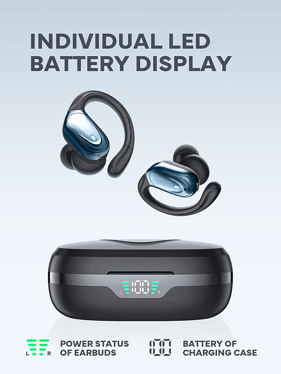 Sports TWS Bluetooth 5.1 Earphones with Mic Wireless Headphones LED Display Noise Canceling Earbuds In-Ear Waterproof Headsets