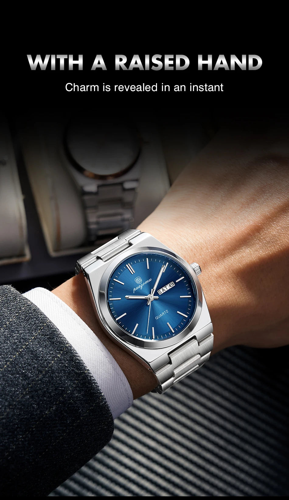 PAAZOMU Luxury Quartz Man Wristwatch Sport Men Watches Waterproof Luminous Date Week Stainless Steel Men's Watch Male Reloj