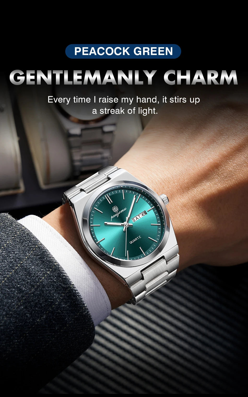 PAAZOMU Luxury Quartz Man Wristwatch Sport Men Watches Waterproof Luminous Date Week Stainless Steel Men's Watch Male Reloj