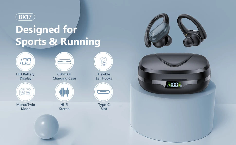 Sports TWS Bluetooth 5.1 Earphones with Mic Wireless Headphones LED Display Noise Canceling Earbuds In-Ear Waterproof Headsets