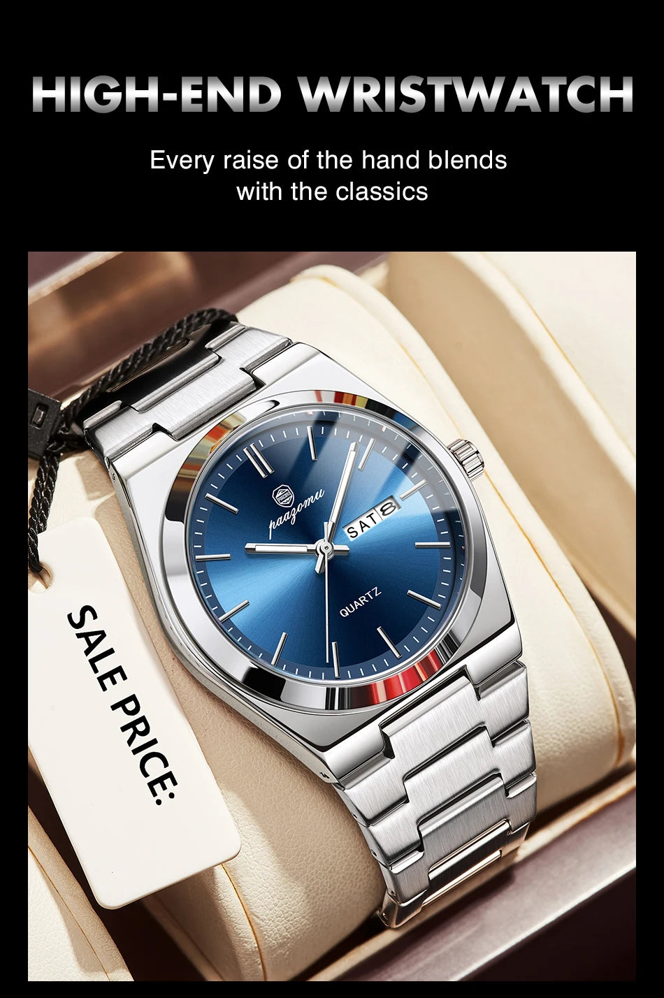 PAAZOMU Luxury Quartz Man Wristwatch Sport Men Watches Waterproof Luminous Date Week Stainless Steel Men's Watch Male Reloj