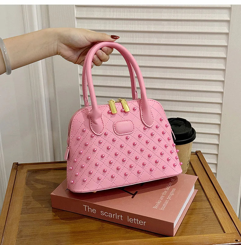 Shell Women's Bag New Personalized Fashion Versatile Rivet Handbag Versatile Large Capacity Shoulder Messenger Bag