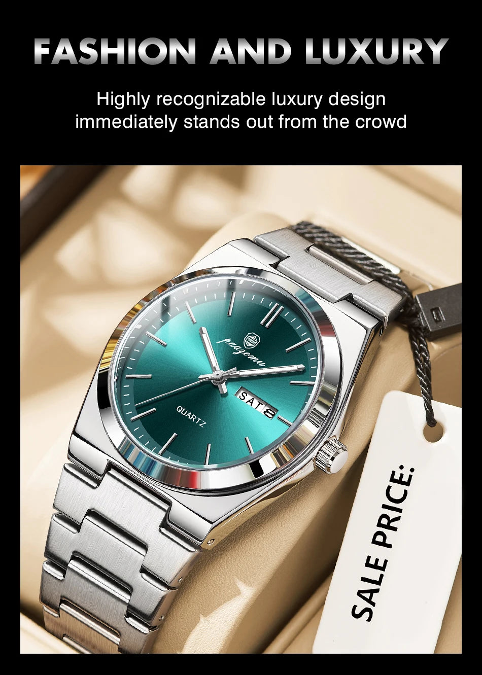 PAAZOMU Luxury Quartz Man Wristwatch Sport Men Watches Waterproof Luminous Date Week Stainless Steel Men's Watch Male Reloj
