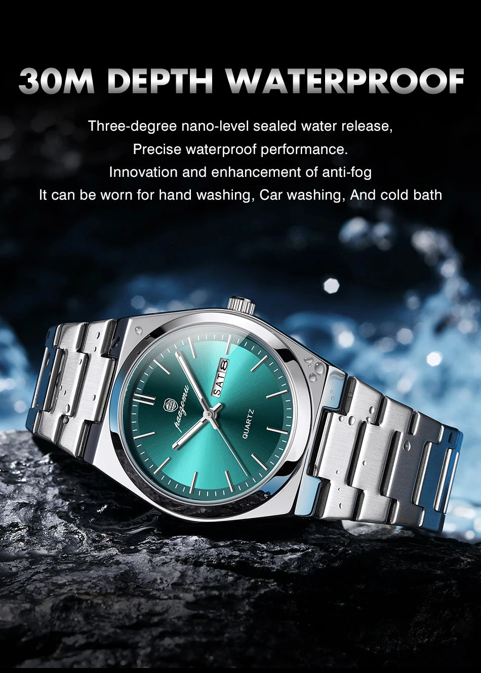 PAAZOMU Luxury Quartz Man Wristwatch Sport Men Watches Waterproof Luminous Date Week Stainless Steel Men's Watch Male Reloj