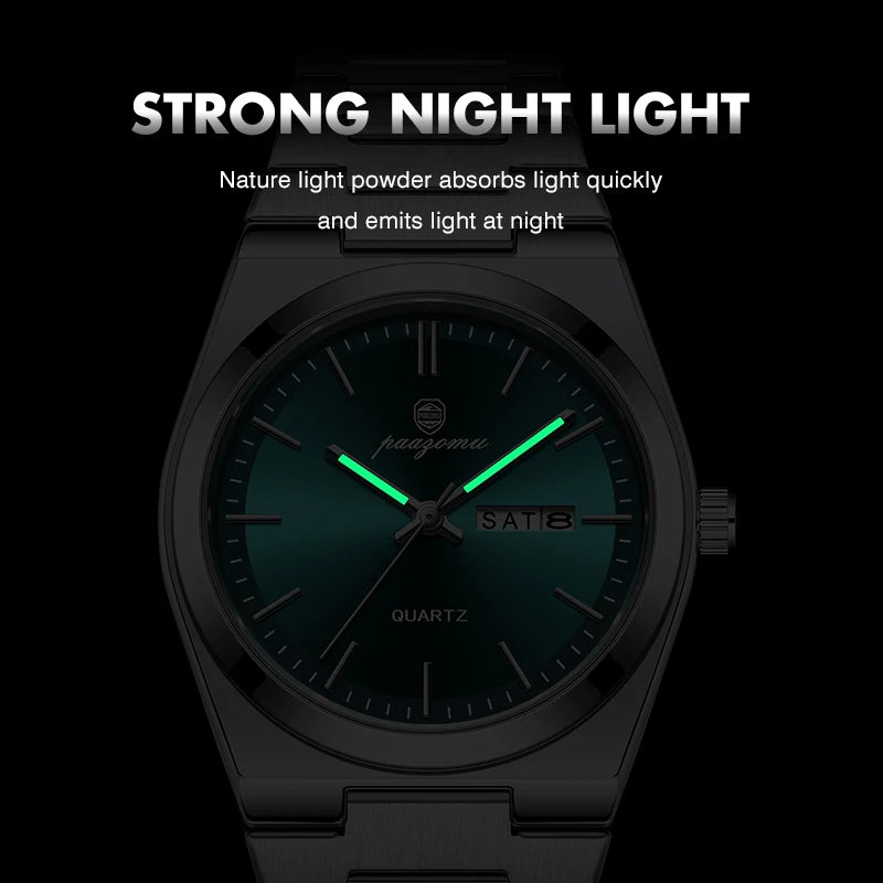 PAAZOMU Luxury Quartz Man Wristwatch Sport Men Watches Waterproof Luminous Date Week Stainless Steel Men's Watch Male Reloj