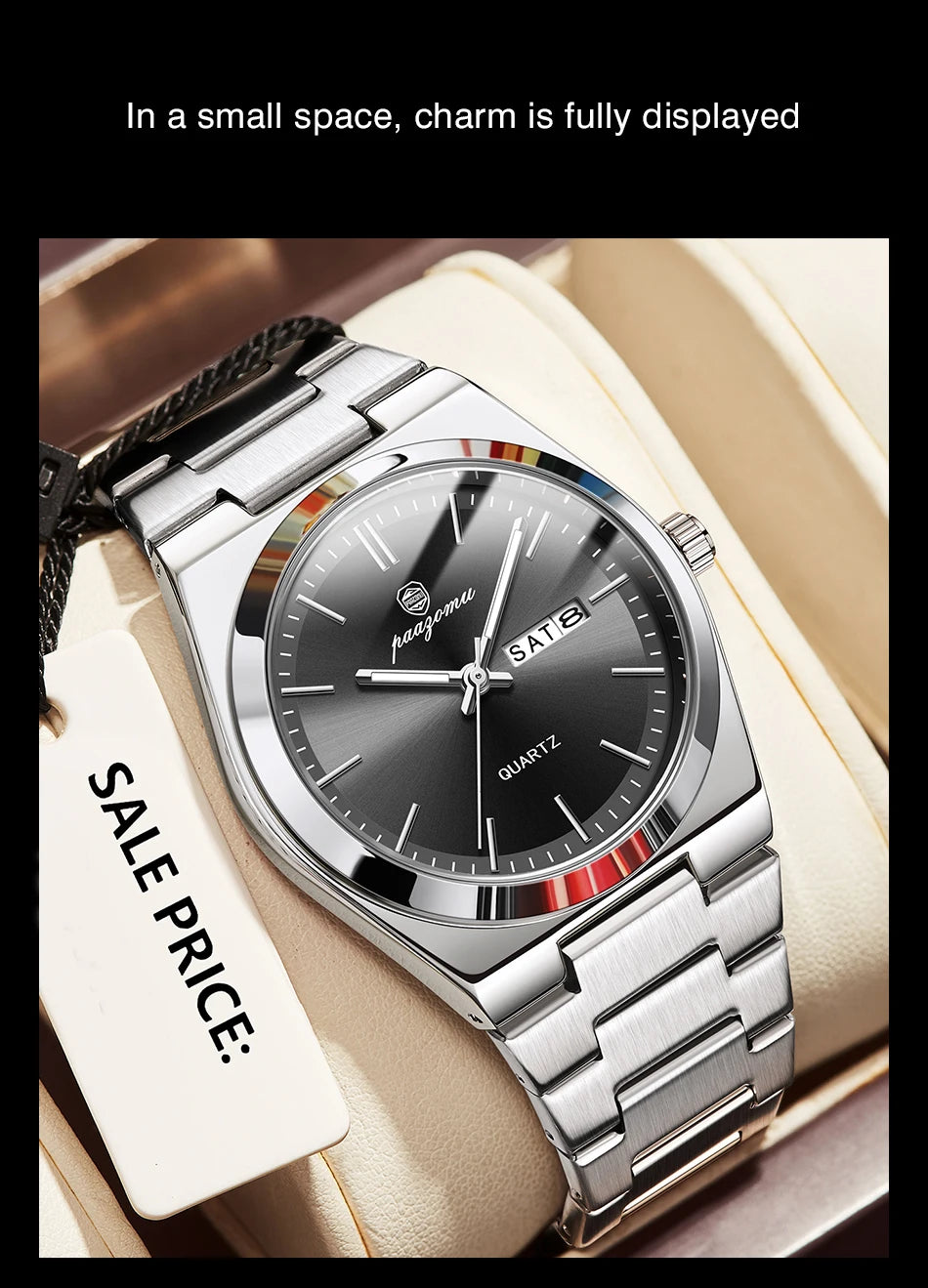 PAAZOMU Luxury Quartz Man Wristwatch Sport Men Watches Waterproof Luminous Date Week Stainless Steel Men's Watch Male Reloj