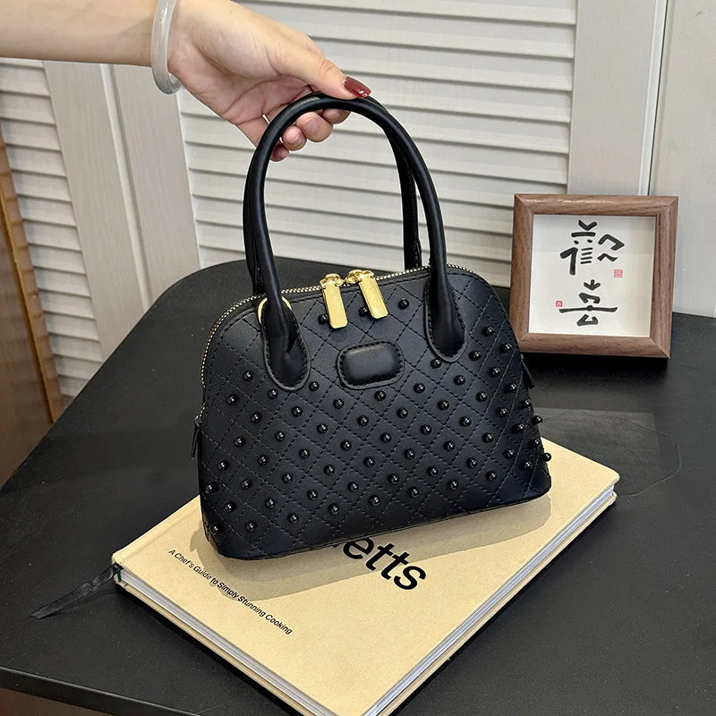 Shell Women's Bag New Personalized Fashion Versatile Rivet Handbag Versatile Large Capacity Shoulder Messenger Bag