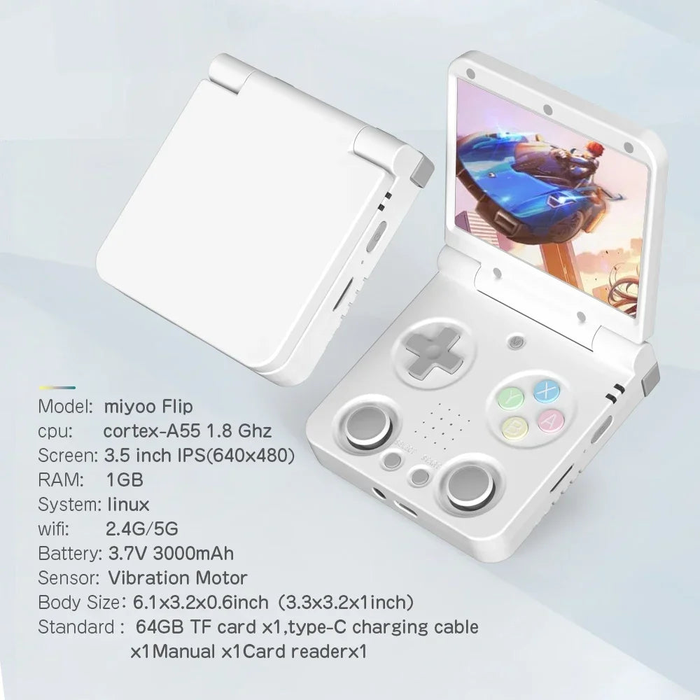 MIYOO Flip V2 Retro Handheld Game Console With Metal Hinge 3.5''IPS Screen Compact Portable Game Machine Dual analog sticks Gift