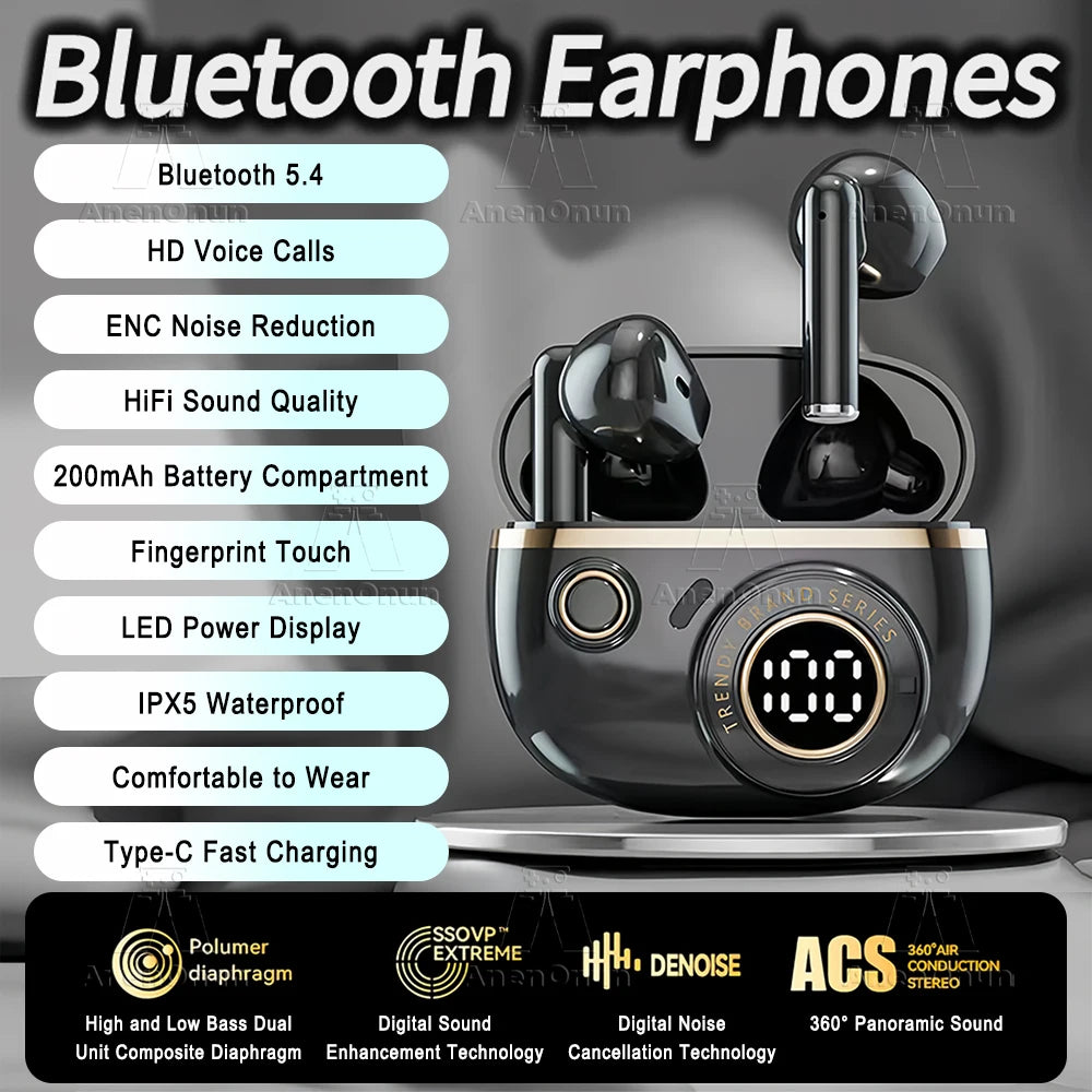 Earbuds Wireless Headphones TWS Bluetooth Earphones 28H Playtime ENC Noise Canceling IPX5 Waterproof Handsfree Headset - Pink