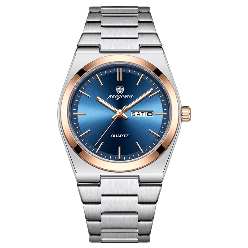 PAAZOMU Luxury Quartz Man Wristwatch Sport Men Watches Waterproof Luminous Date Week Stainless Steel Men's Watch Male Reloj