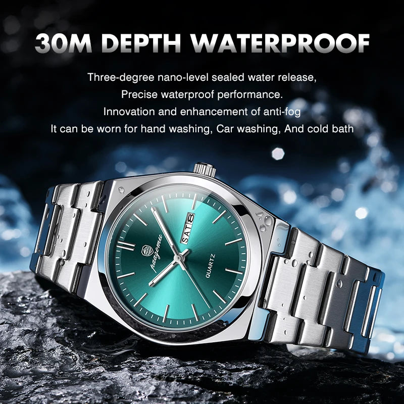 PAAZOMU Luxury Quartz Man Wristwatch Sport Men Watches Waterproof Luminous Date Week Stainless Steel Men's Watch Male Reloj