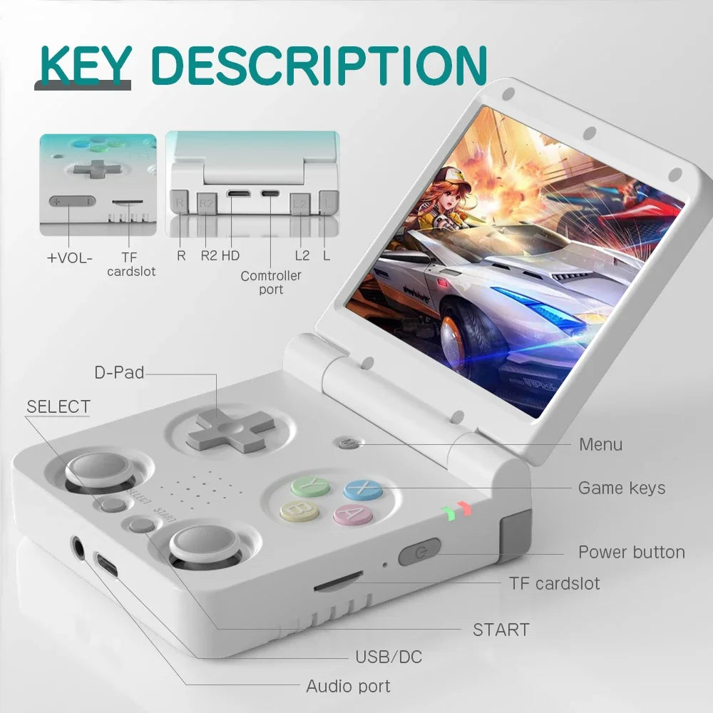 MIYOO Flip V2 Retro Handheld Game Console With Metal Hinge 3.5''IPS Screen Compact Portable Game Machine Dual analog sticks Gift