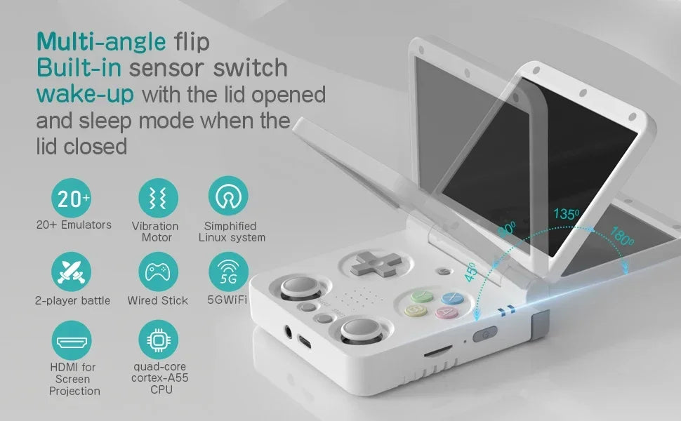 MIYOO Flip V2 Retro Handheld Game Console With Metal Hinge 3.5''IPS Screen Compact Portable Game Machine Dual analog sticks Gift