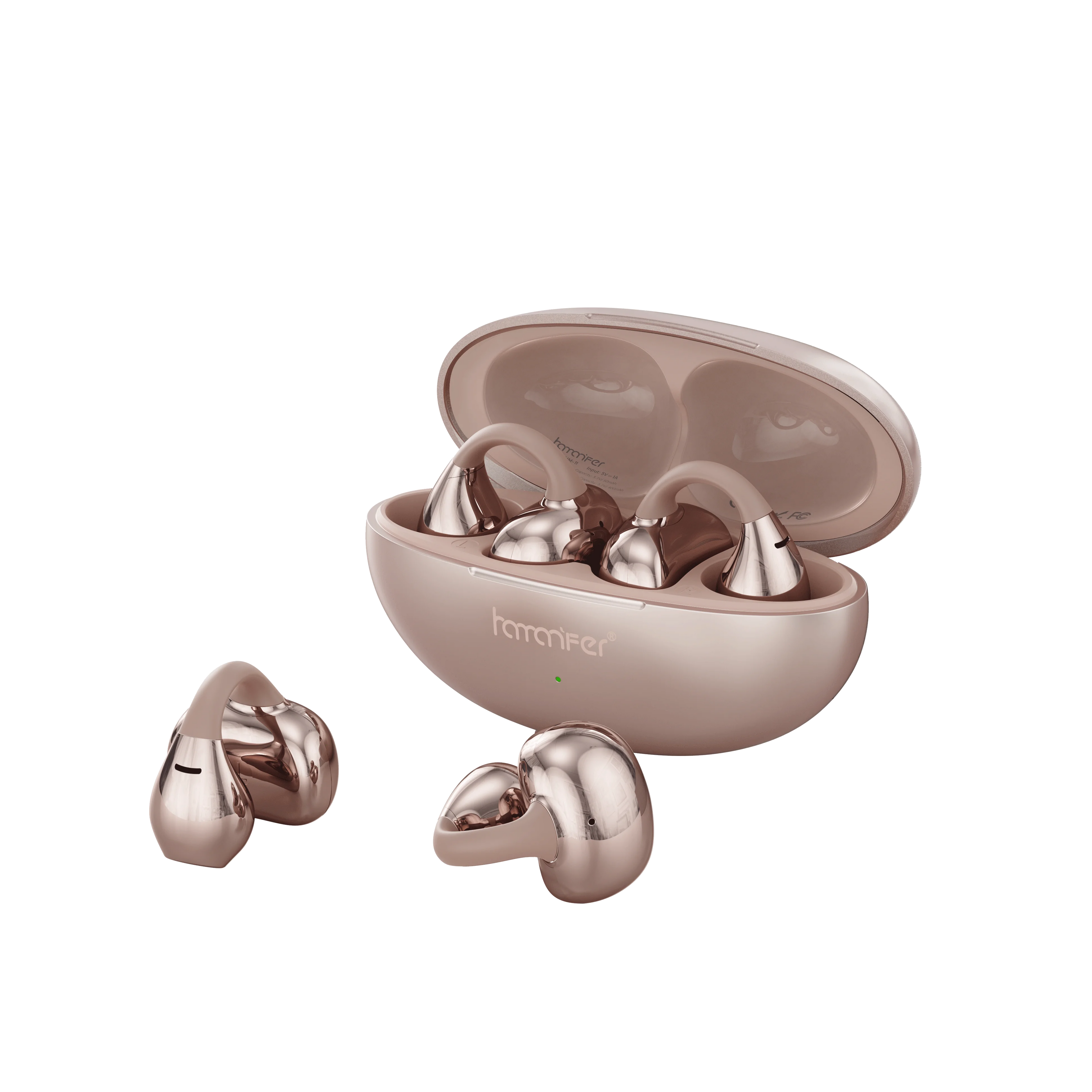 HAMANFER HM11 Bluetooth 5.4 Clip On Wireless Headphones Earphones Ear Hook TWS Sports Gaming Headset Noise Cancelling Stereo Ear