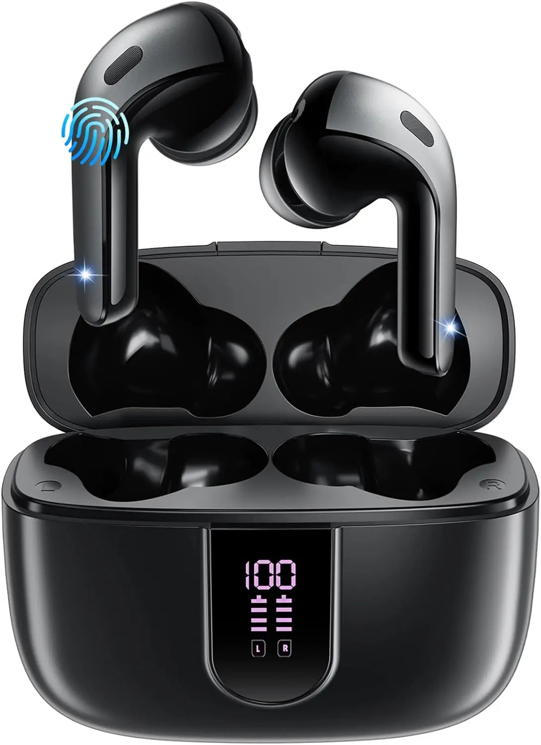 Bluetooth Earbuds V5.3, 45H Playtime, LED Display, Bluetooth Headphones with Mic, Touch Control, IPX5 Waterproof