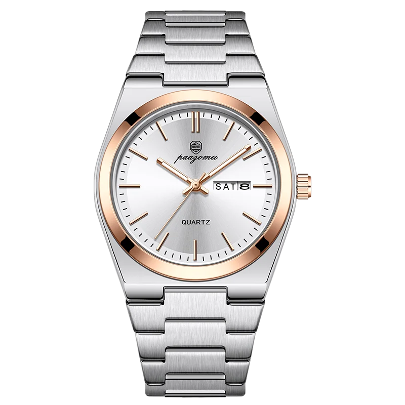 PAAZOMU Luxury Quartz Man Wristwatch Sport Men Watches Waterproof Luminous Date Week Stainless Steel Men's Watch Male Reloj