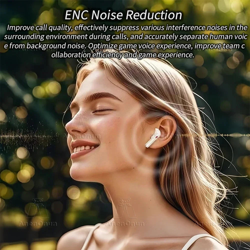 Earbuds Wireless Headphones TWS Bluetooth Earphones 28H Playtime ENC Noise Canceling IPX5 Waterproof Handsfree Headset - Pink