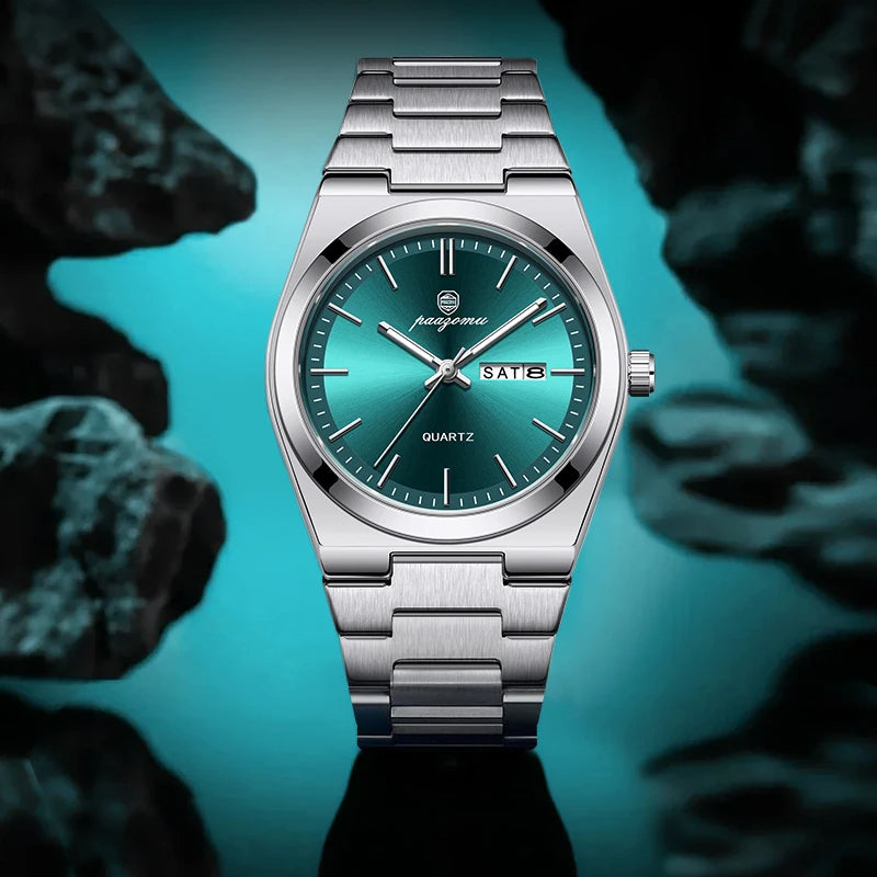 PAAZOMU Luxury Quartz Man Wristwatch Sport Men Watches Waterproof Luminous Date Week Stainless Steel Men's Watch Male Reloj